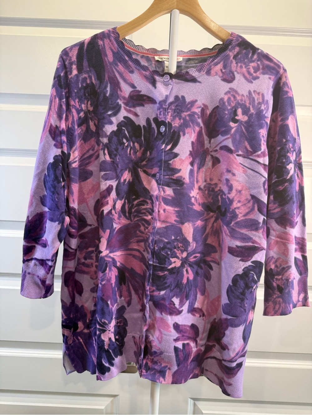 Isaac Mizrahi Purple & Pink Floral Button-Front Top